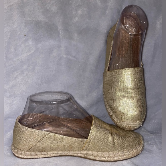 Banana Republic Women’s Gold Canvas Espadrille Flats Jute Boho Chic Resort Wear - Picture 9 of 13